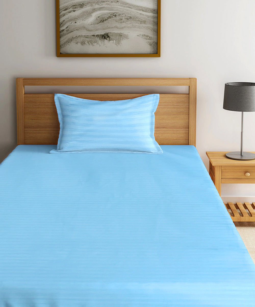 Sky Single Fitted Bedsheet With 1 Pillow Cover