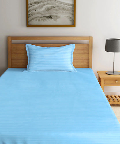Sky Single Fitted Bedsheet With 1 Pillow Cover