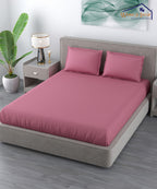 Pink Satin Stripe Double Bedsheet With 2 Pillow Covers