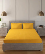 Yellow Super King Fitted Bedsheet With 2 Pillow Covers