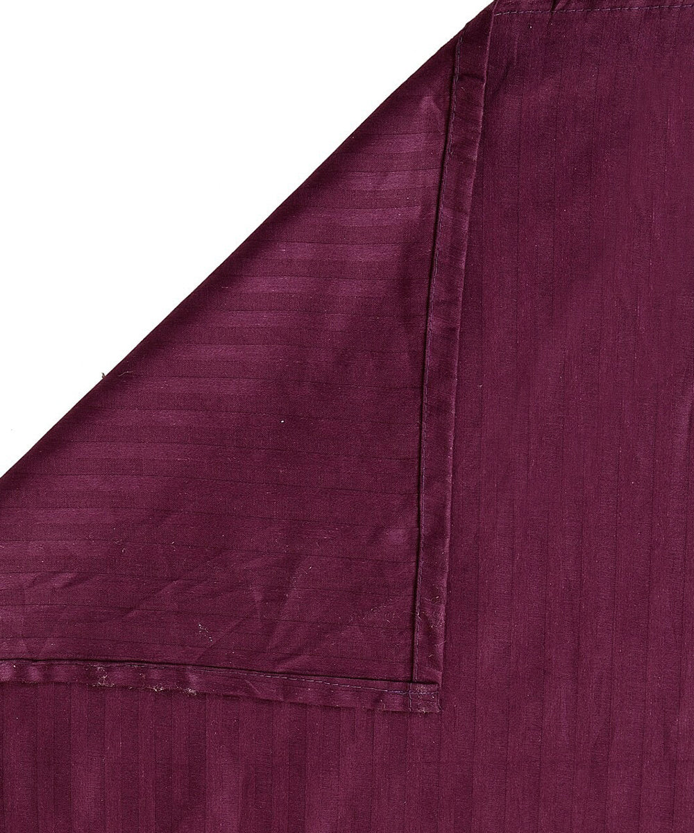 Wine Satin Stripe Single Bedsheet With 1 Pillow Cover