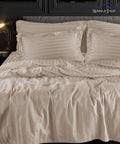 Beige Satin Stripe Quilt / Blanket / Razai / Duvet Covers