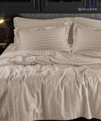 Beige Satin Stripe Quilt / Blanket / Razai / Duvet Covers