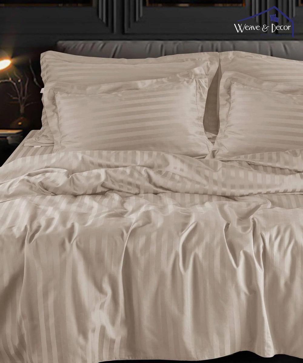 Beige Satin Stripe Quilt / Blanket / Razai / Duvet Covers