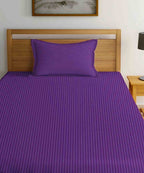 Violet Satin Stripe Single Bedsheet With 1 Pillow Cover