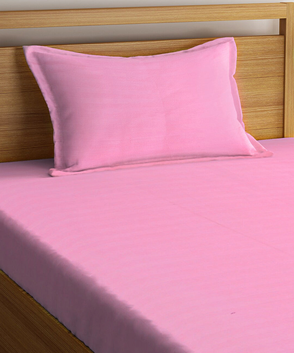 Pink Satin Stripe Single Bedsheet With 1 Pillow Cover