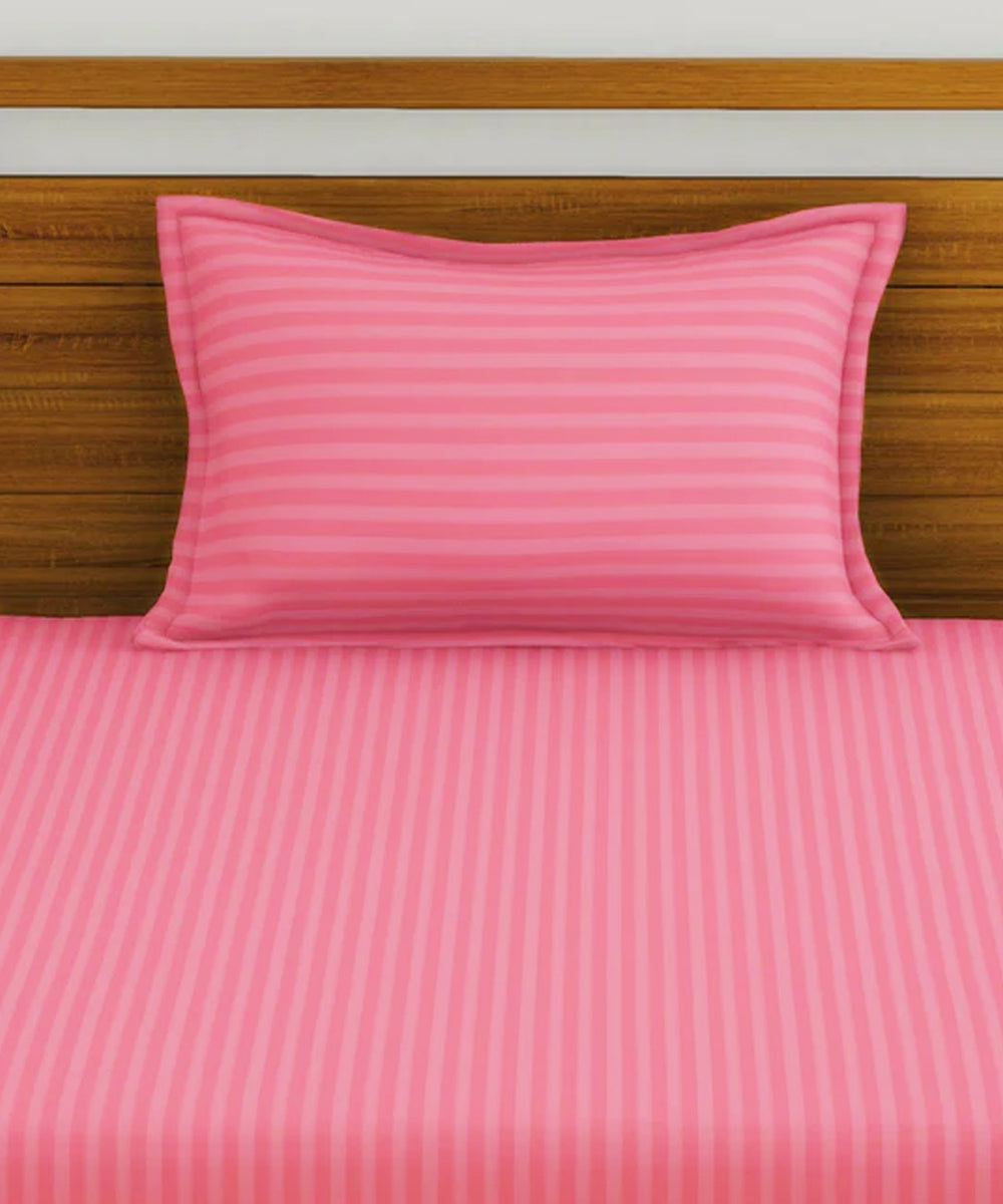 Coral Single Fitted Bedsheet With 1 Pillow Cover