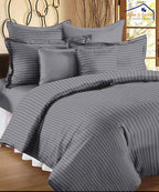 Grey Satin Stripe Quilt / Blanket / Razai / Duvet Covers