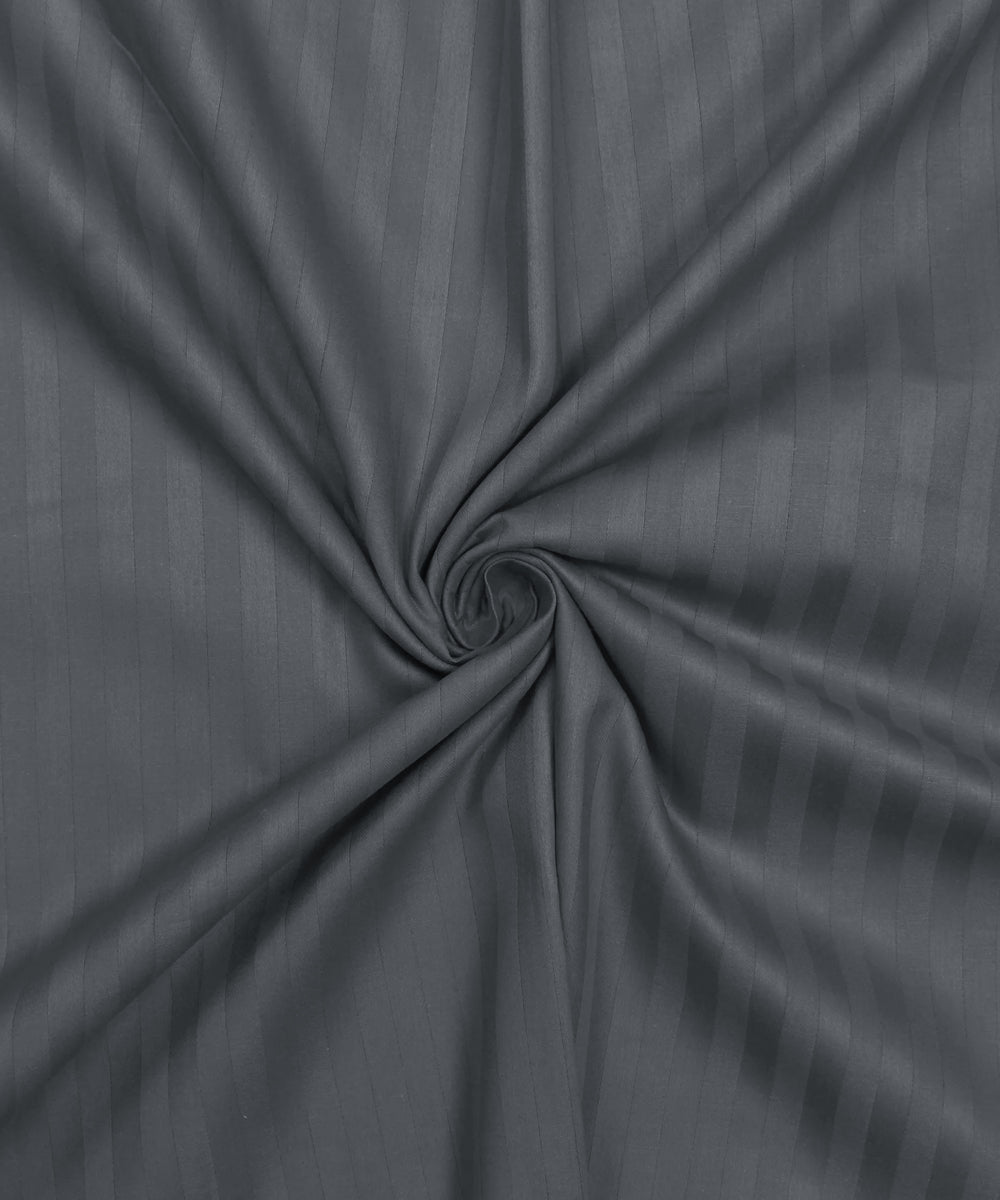 Grey Satin Stripe King Size Bedsheet With 2 Pillow Covers