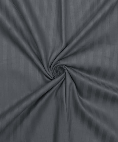 Grey Satin Stripe King Size Bedsheet With 2 Pillow Covers