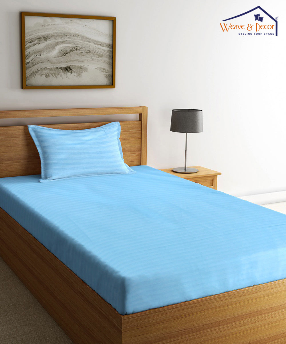 Sky Single Fitted Bedsheet With 1 Pillow Cover