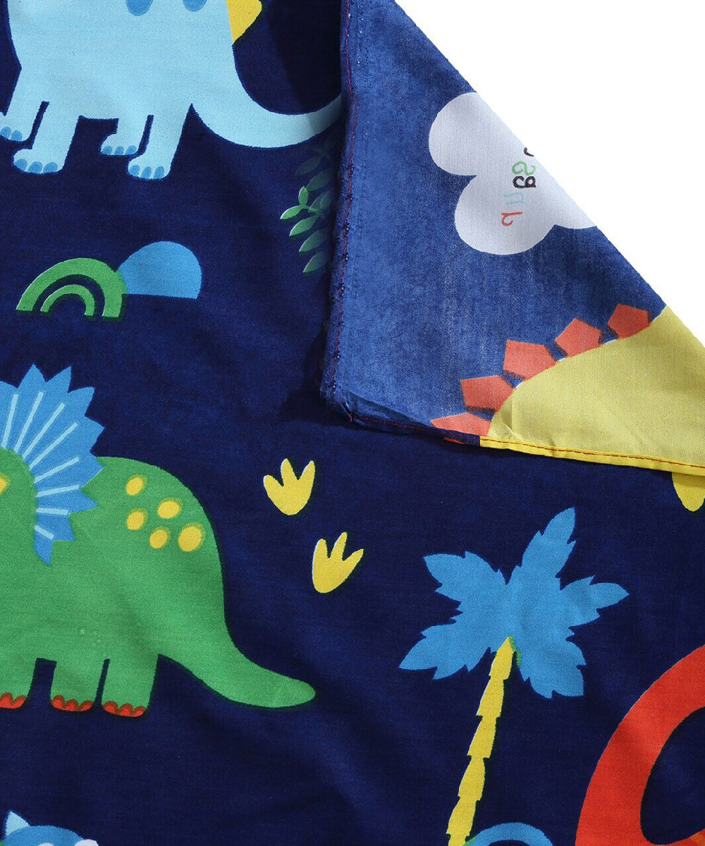 Blue Dinosaur Kids Flat Bedsheet With Pillow Covers