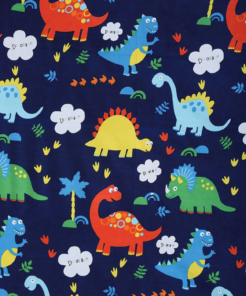 Blue Dinosaur Kids Flat Bedsheet With Pillow Covers