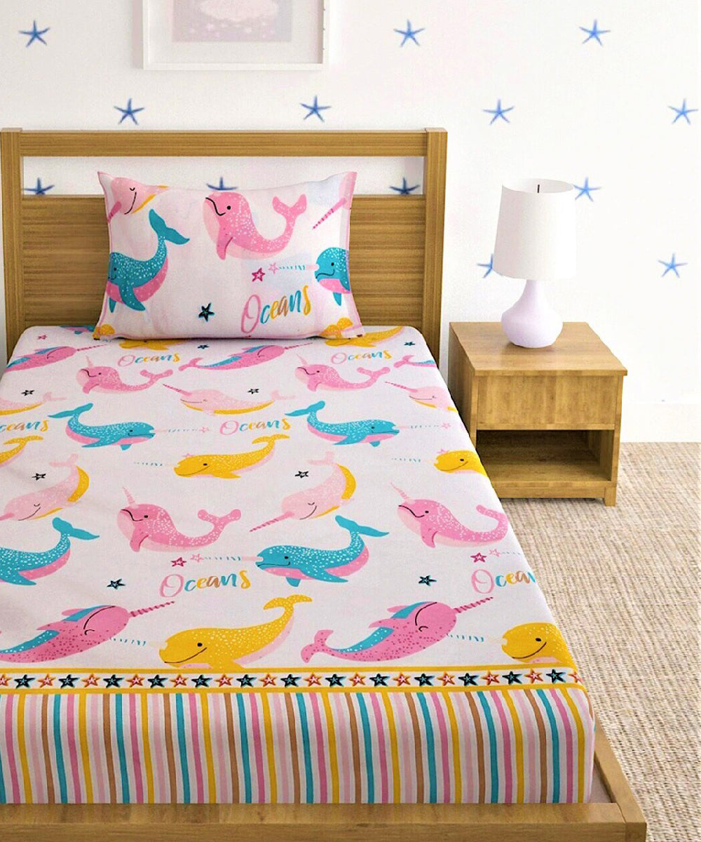 Ocean Fantasy Kids Flat Bedsheet With Pillow Covers