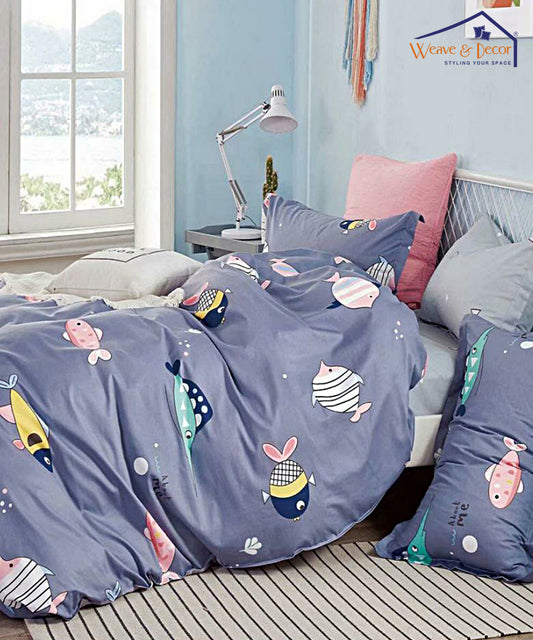 Underwater Dreams Fish Kids Bedsheet With Pillow Covers