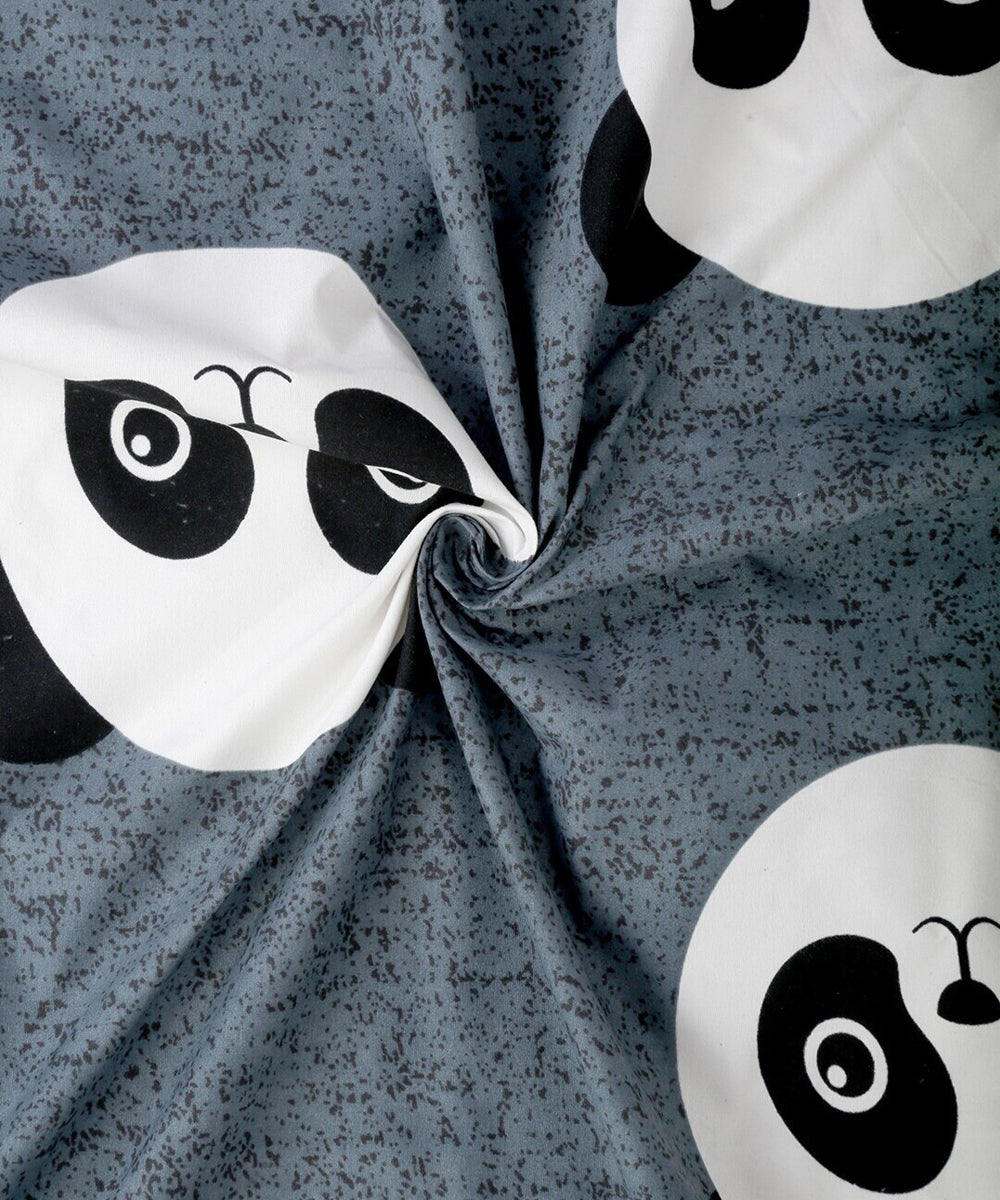 Grey Pandas Single Fitted Bedsheet With 1 Pillow Cover
