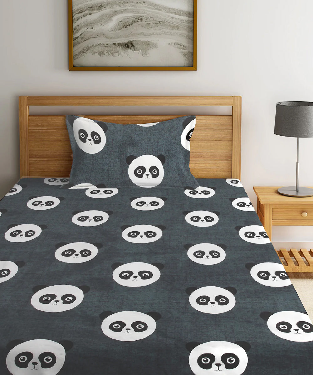 Panda Playtime Kids Flat Bedsheet With Pillow Covers