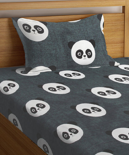 Panda Playtime Kids Flat Bedsheet With Pillow Covers