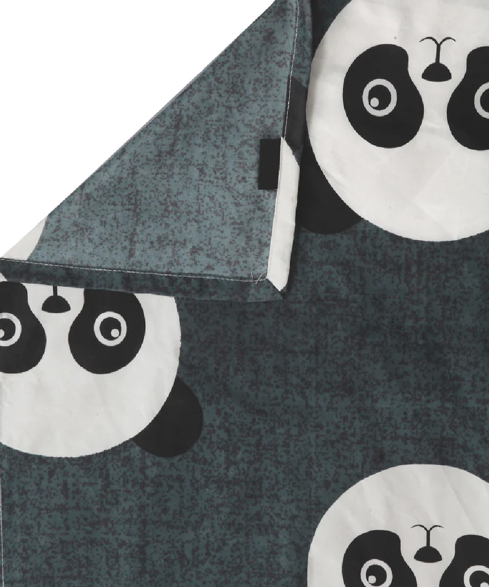 Grey Pandas King Size Bedsheet With 2 Pillow Cover