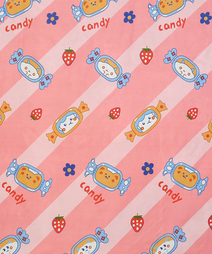 Sweet Candy Dreams Kids Bedsheet  With Pillow Cover