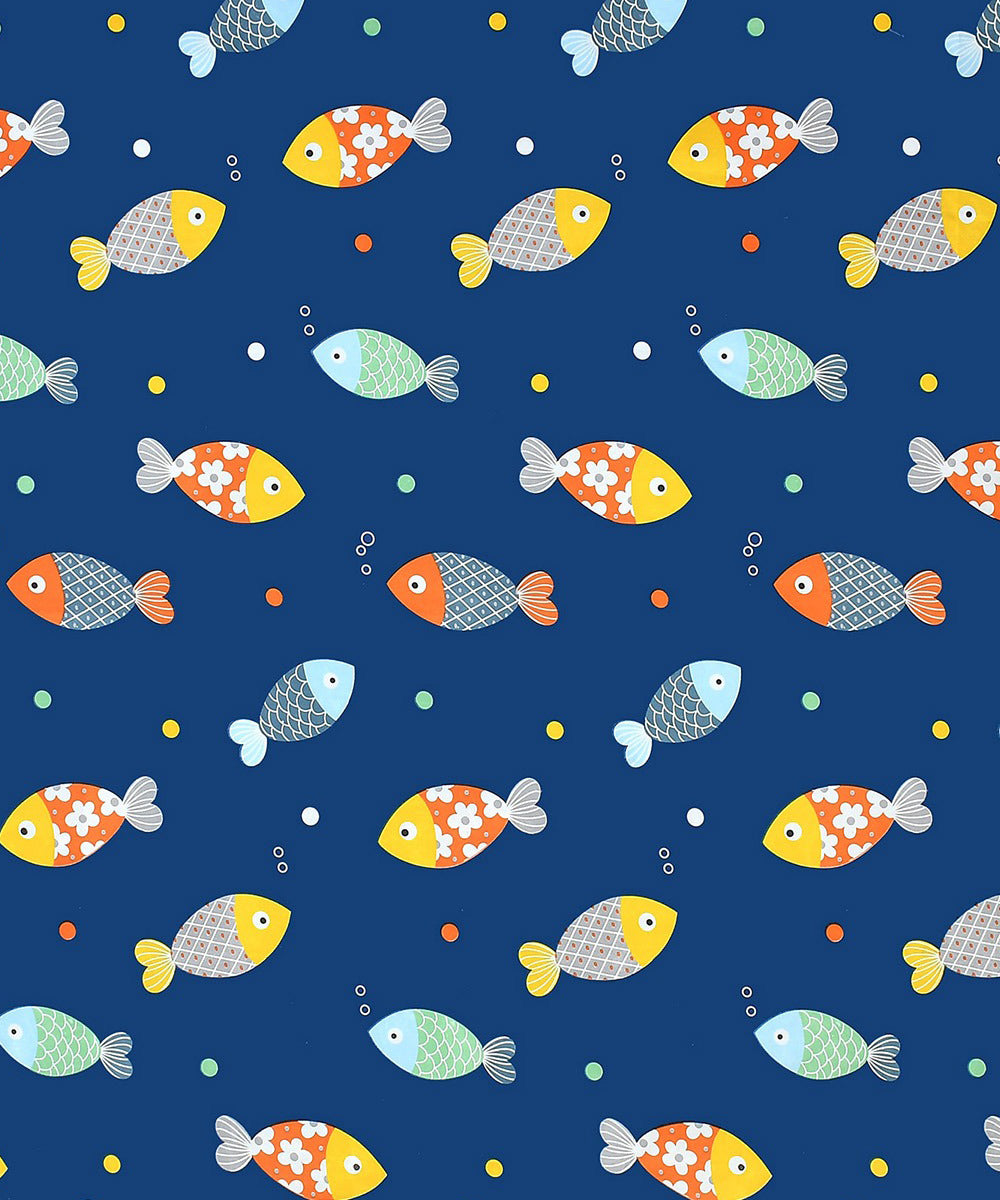 Blue Fish Kids King Size Bedsheet With 2 Pillow Covers
