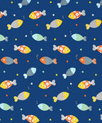Blue Fish Kids King Size Bedsheet With 2 Pillow Covers