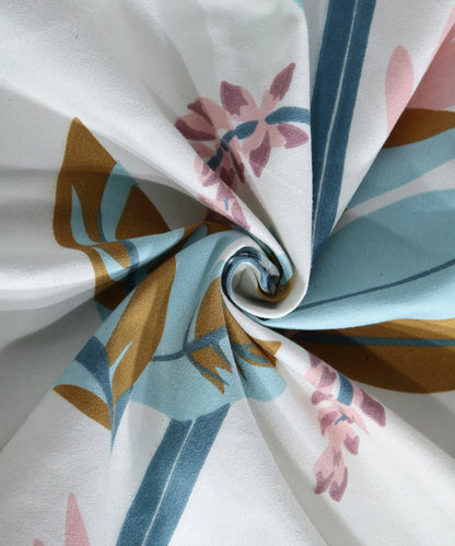 Green and Beige Floral Super King Fitted Bedsheet With 2 Pillow Covers