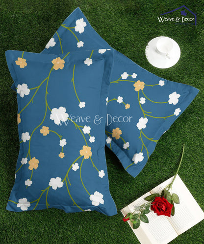 Blue Floral Pillow Cover Set of 2
