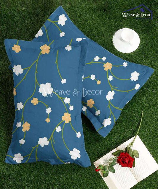 Blue Floral Pillow Cover Set of 2