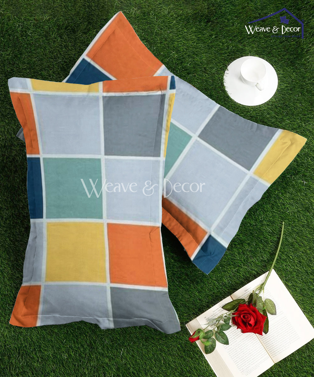 Blue Checks Pillow Cover Set of 2