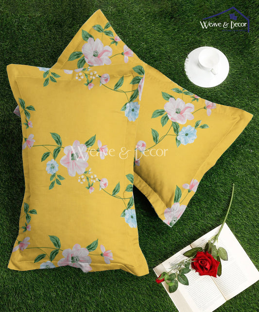 Yellow Floral Pillow Cover Set of 2