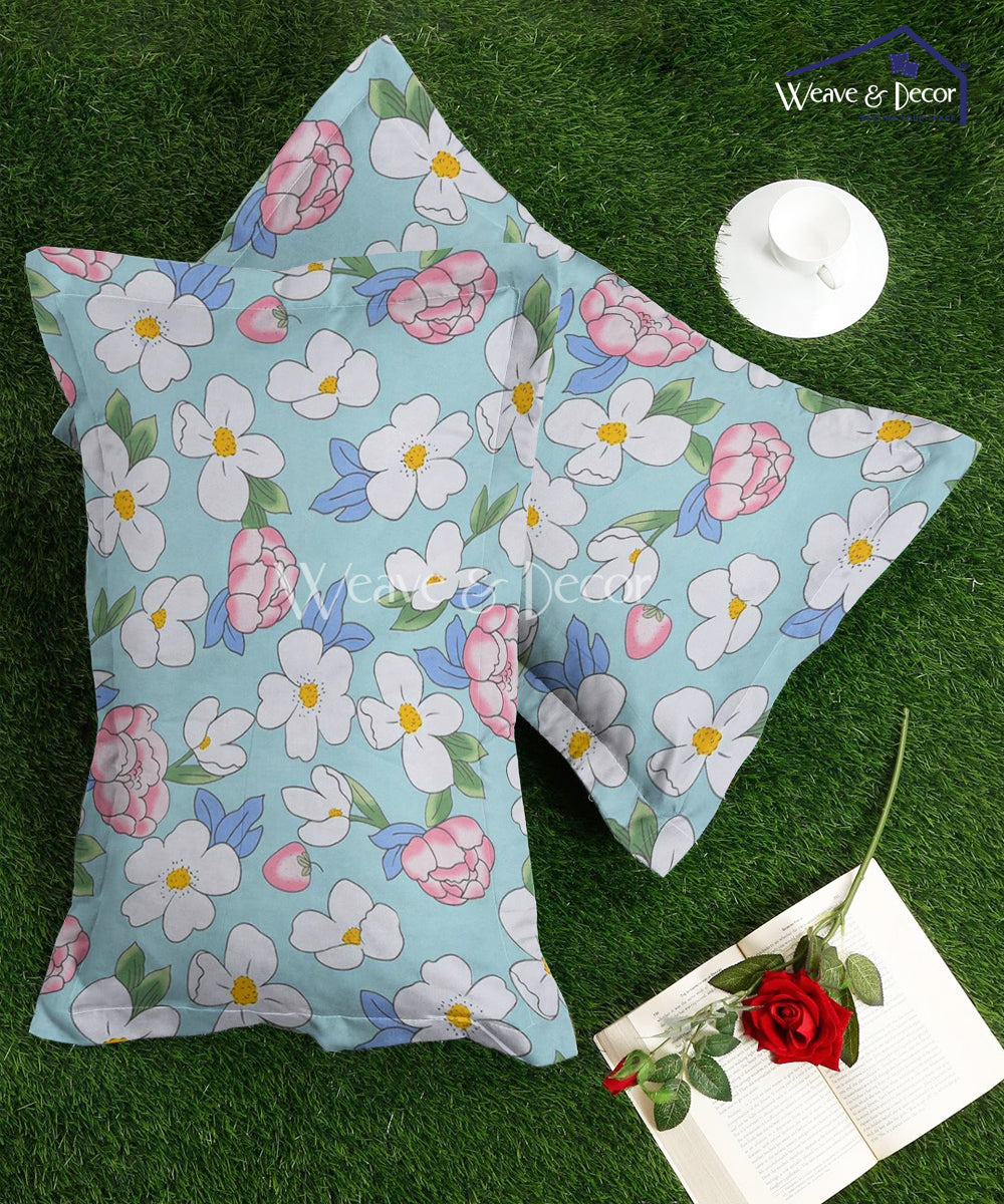 Green Floral Pillow Cover Set of 2