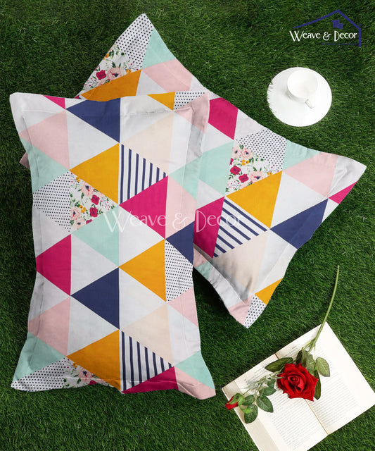 Multicolored Triangles Pillow Cover Set of 2