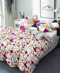 Multi Color Floral Double Bedsheet With 2 Pillow Covers