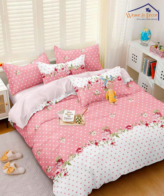 Pink & White Floral 350GSM Single Bed Comforter