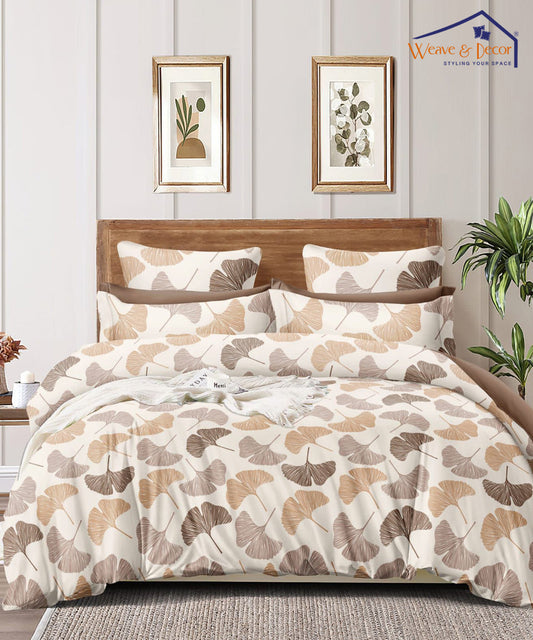 Off White Leaves 350GSM Single Bed Comforter