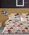 Multicolor Triangles  Double Bedsheet With 2 Pillow Cover