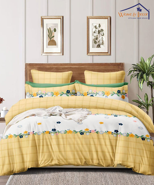 Peach & Grey Single Fitted Bedsheet With 1 Pillow Cover