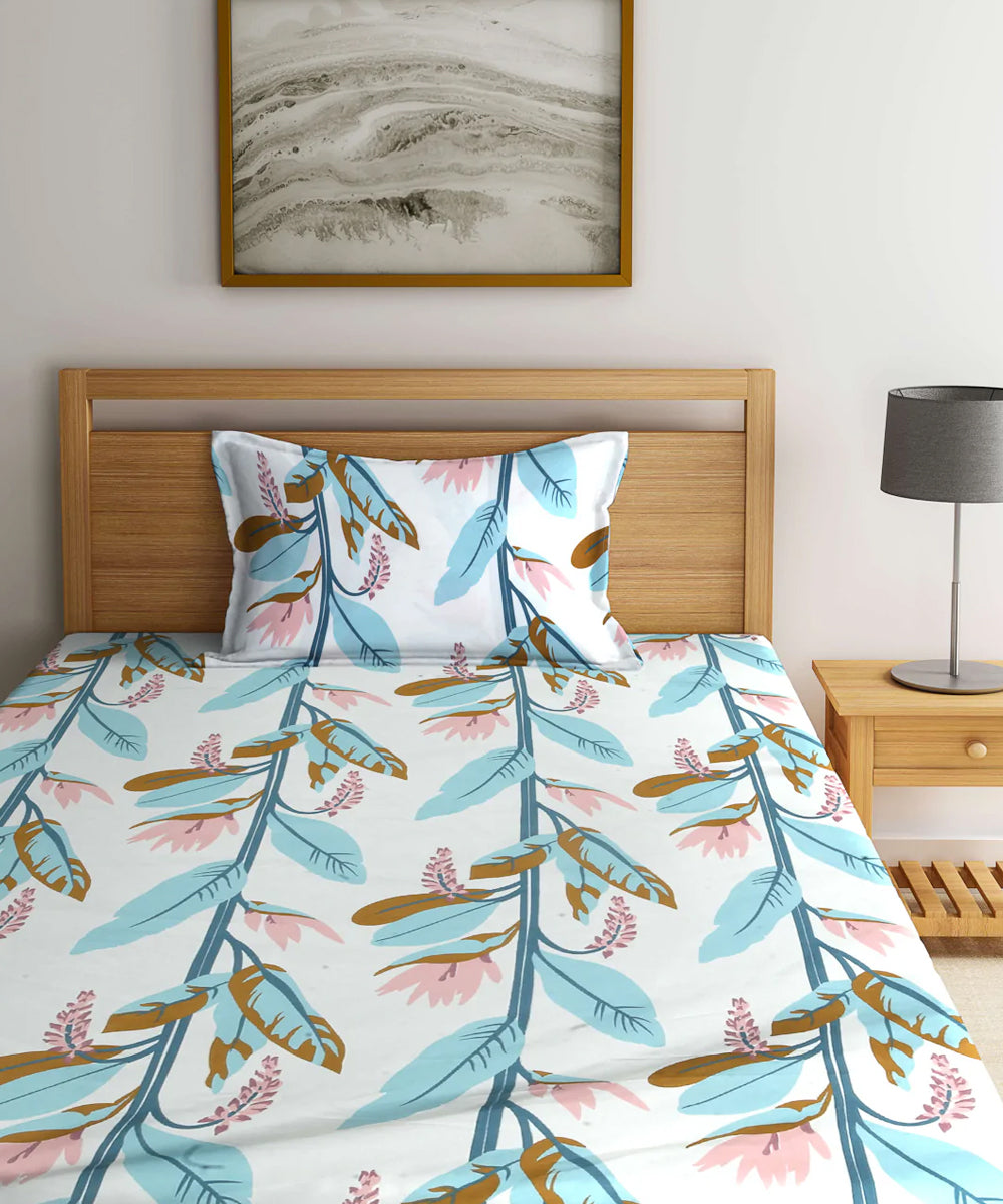 Whispering Leaves Flat Bedsheet With Pillow Covers