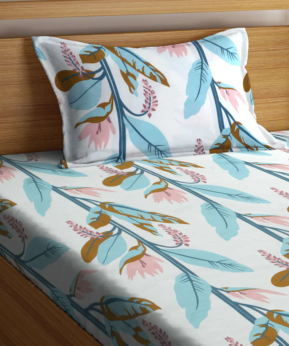 Whispering Leaves Flat Bedsheet With Pillow Covers