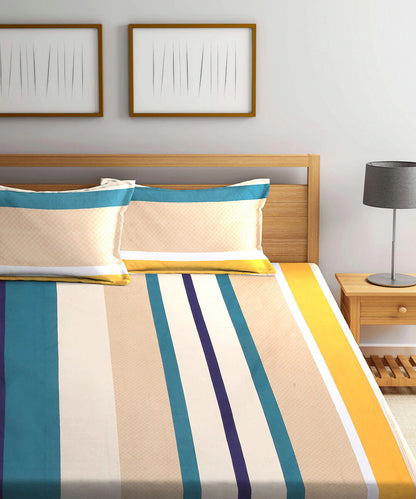Multi Color Flat Bedsheet With Pillow Covers