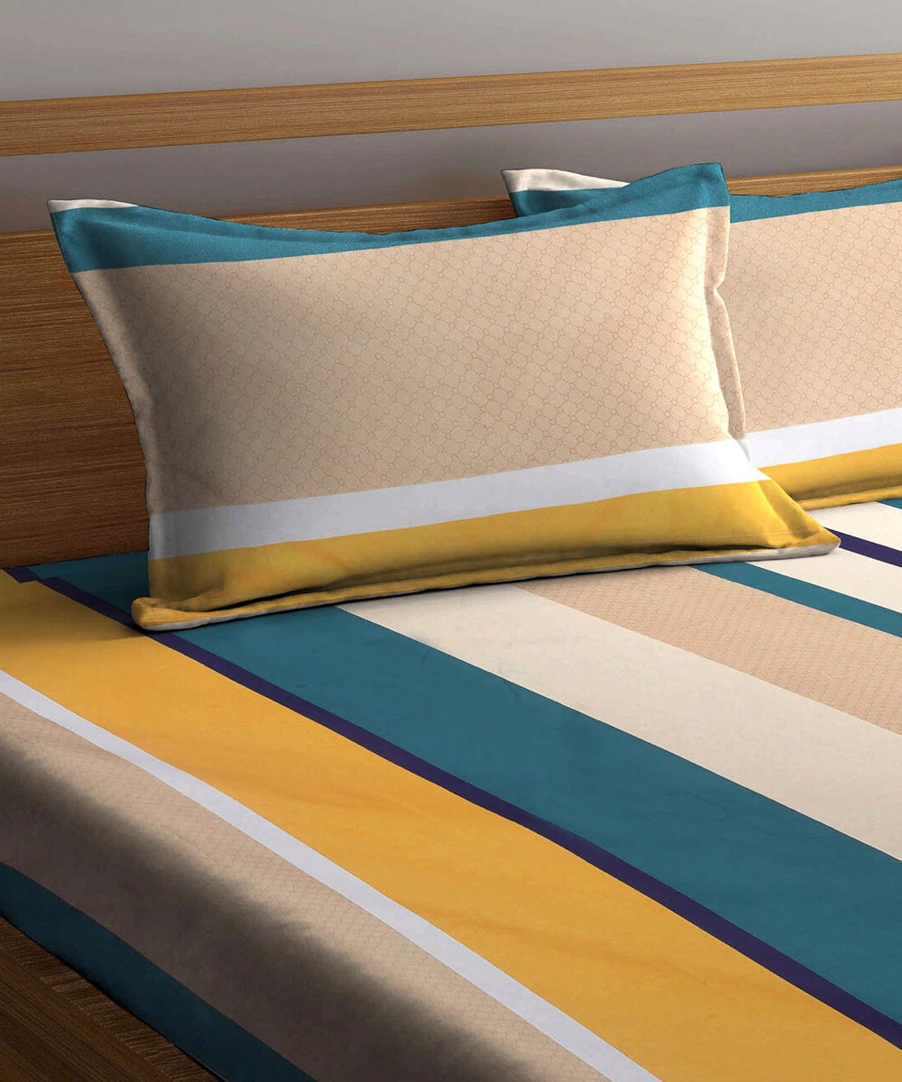 Multi Color Flat Bedsheet With Pillow Covers