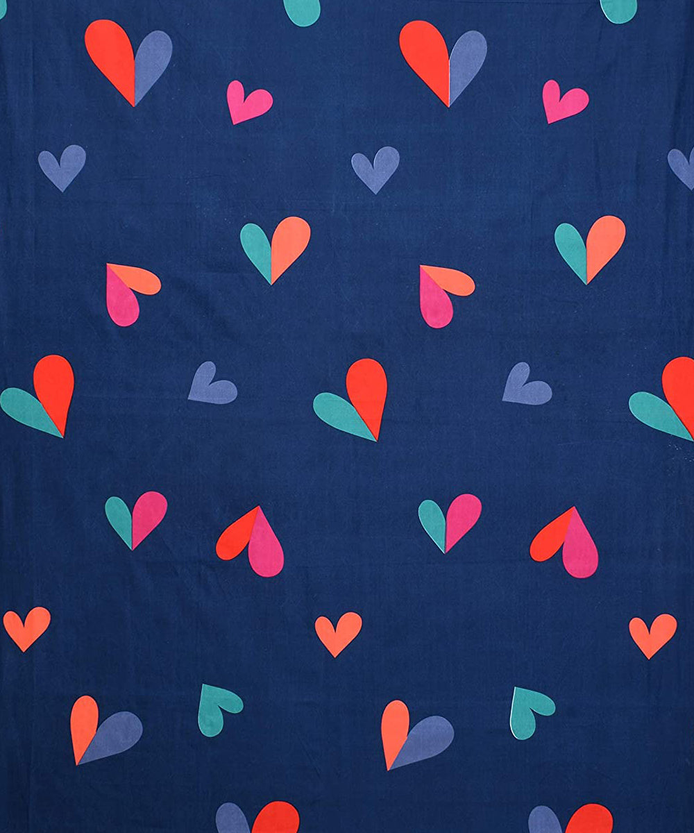 Blue Hearts Single Fitted Bedsheet With 1 Pillow Cover