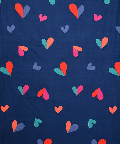 Blue Hearts Single Fitted Bedsheet With 1 Pillow Cover