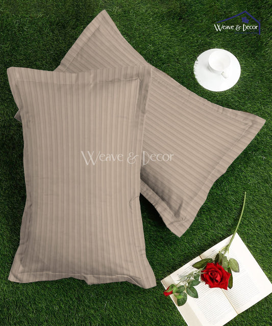 Beige Satin Stripe Pillow Cover Set of 2