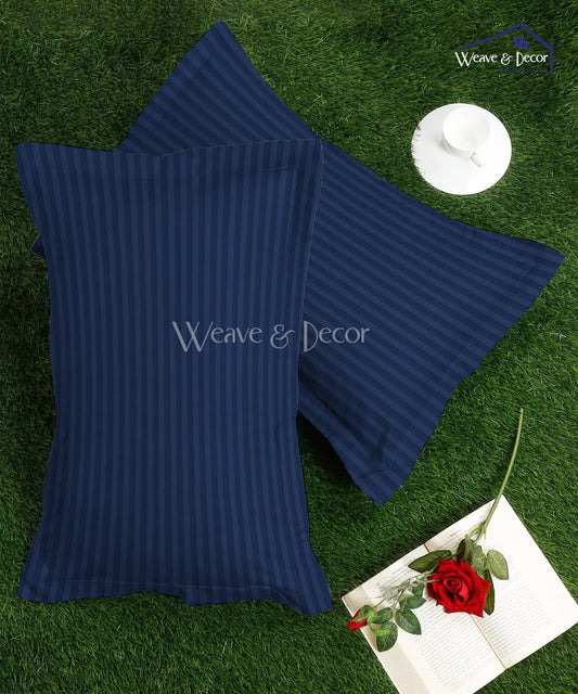 Blue Satin Stripe Pillow Cover Set of 2