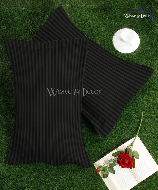 Charcoal Satin Stripe Pillow Cover Set of 2