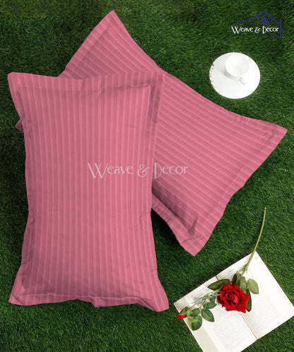 Coral Satin Stripe Double Bed With 2 Pillow Covers