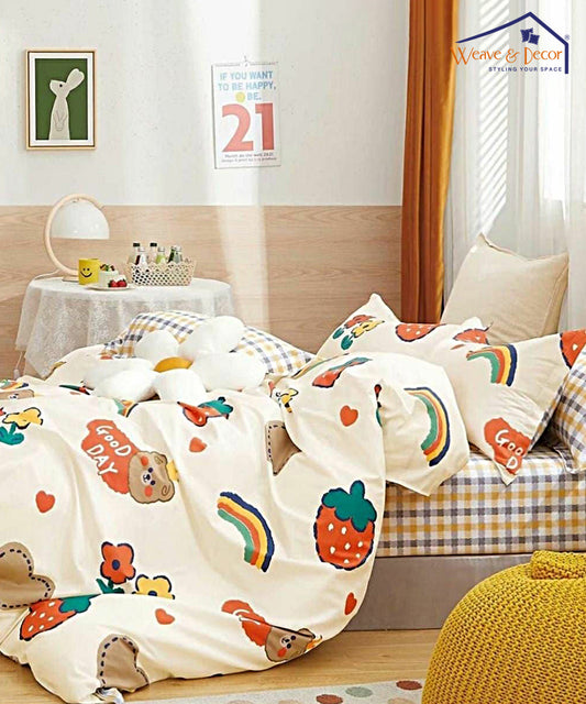 Sweet Dreams Kingdom Kids Flat Bedsheet With Pillow Covers