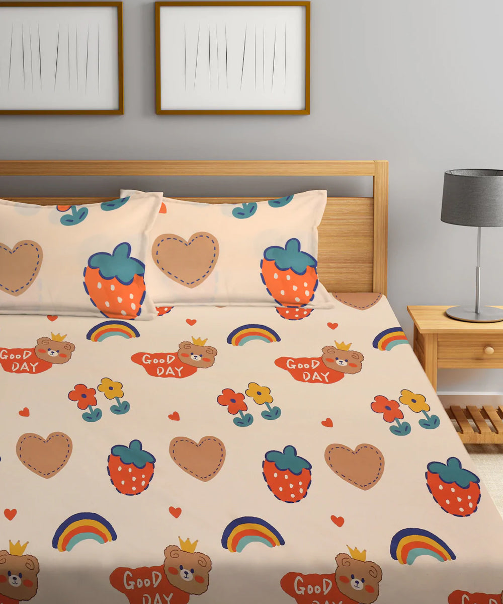 Sweet Dreams Kingdom Kids Flat Bedsheet With Pillow Covers